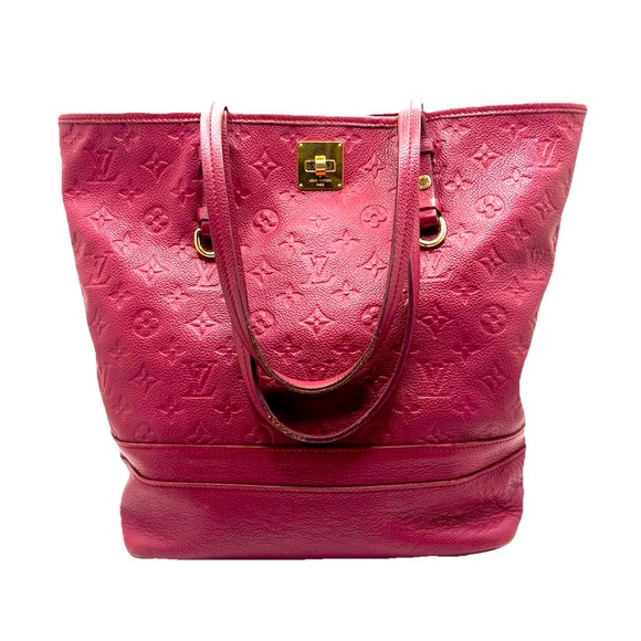 Authentic LV Louis Vuitton Leather Tote Bag PurseBordeaux Monogram Empreinte